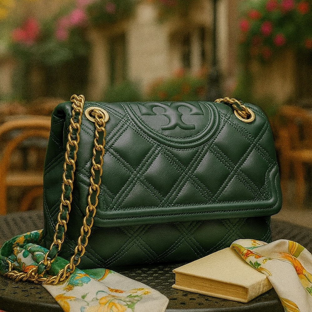 NEW Tory Burch Soft Fleming Norwood Green Convertible Shoulder Bag/Crossbody Bag